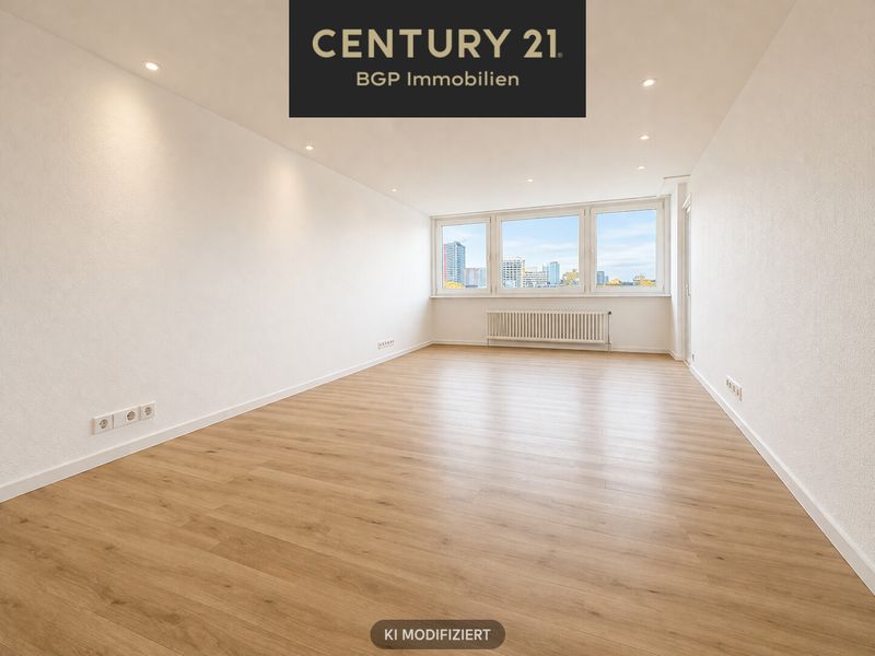 Drei-Zimmer-Wohnung mit Balkon und Skyline-Blick
